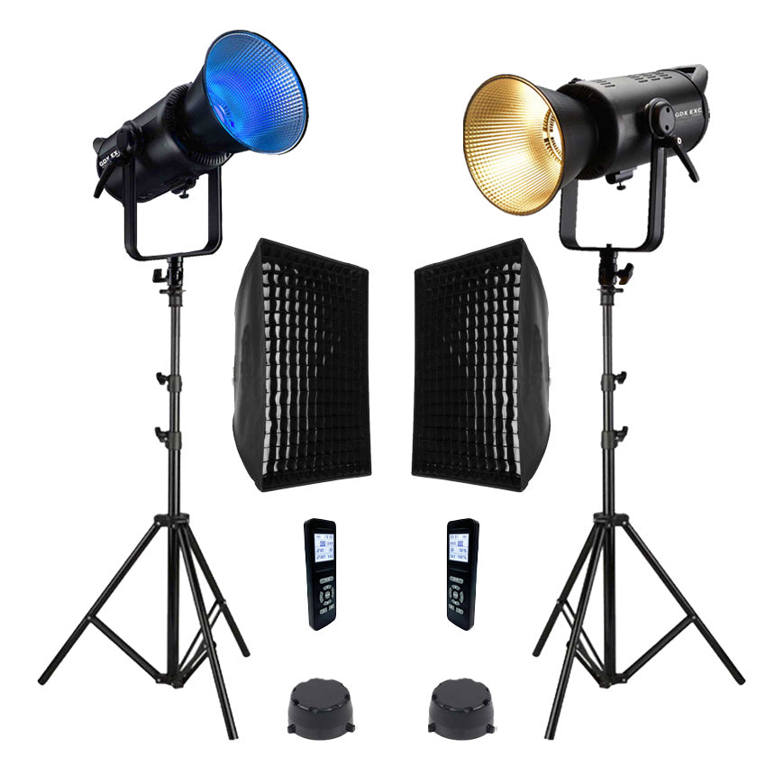 GDX EXC-180RGB-II RGB LED Video Işığı 2'li Set 360W 2x Gridli Softbox