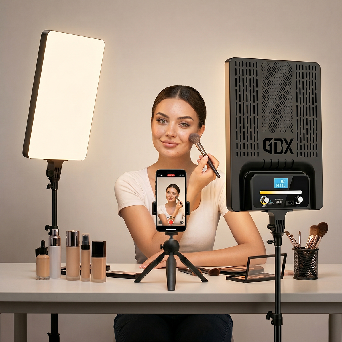 GDX P300TS BiColor Photography and Studio Lighting 80 Watt LED Video Panel Continuous Light Dual Set
