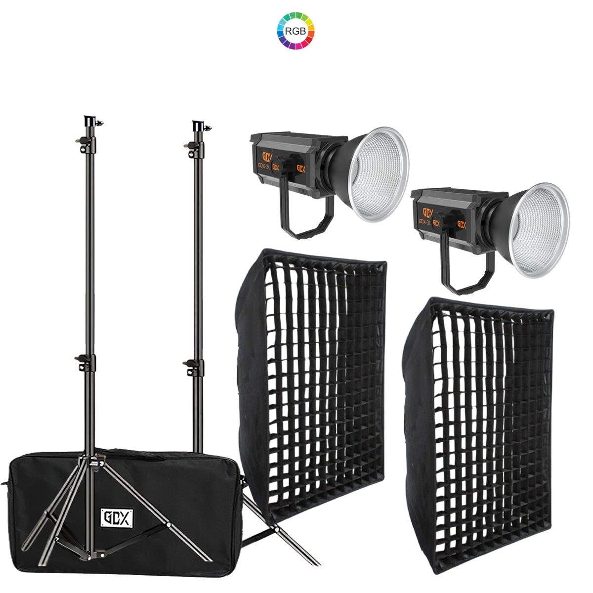Gdx 300 RGB III Profesyonel İkili Fotoğrafçılık ve Video Renkli Dolgu Işığı Seti