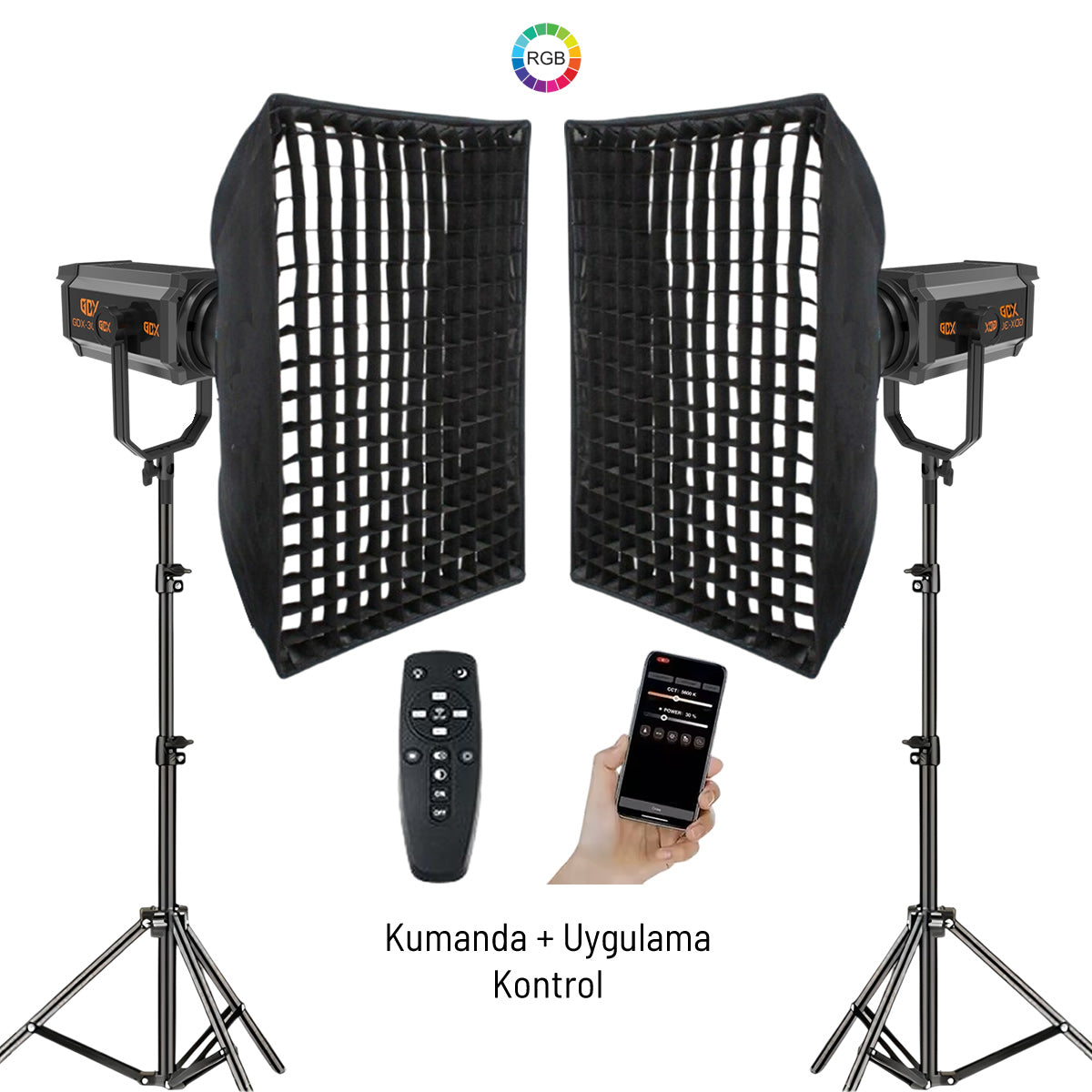 Gdx 300 RGB III Profesyonel İkili Fotoğrafçılık ve Video Renkli Dolgu Işığı Seti