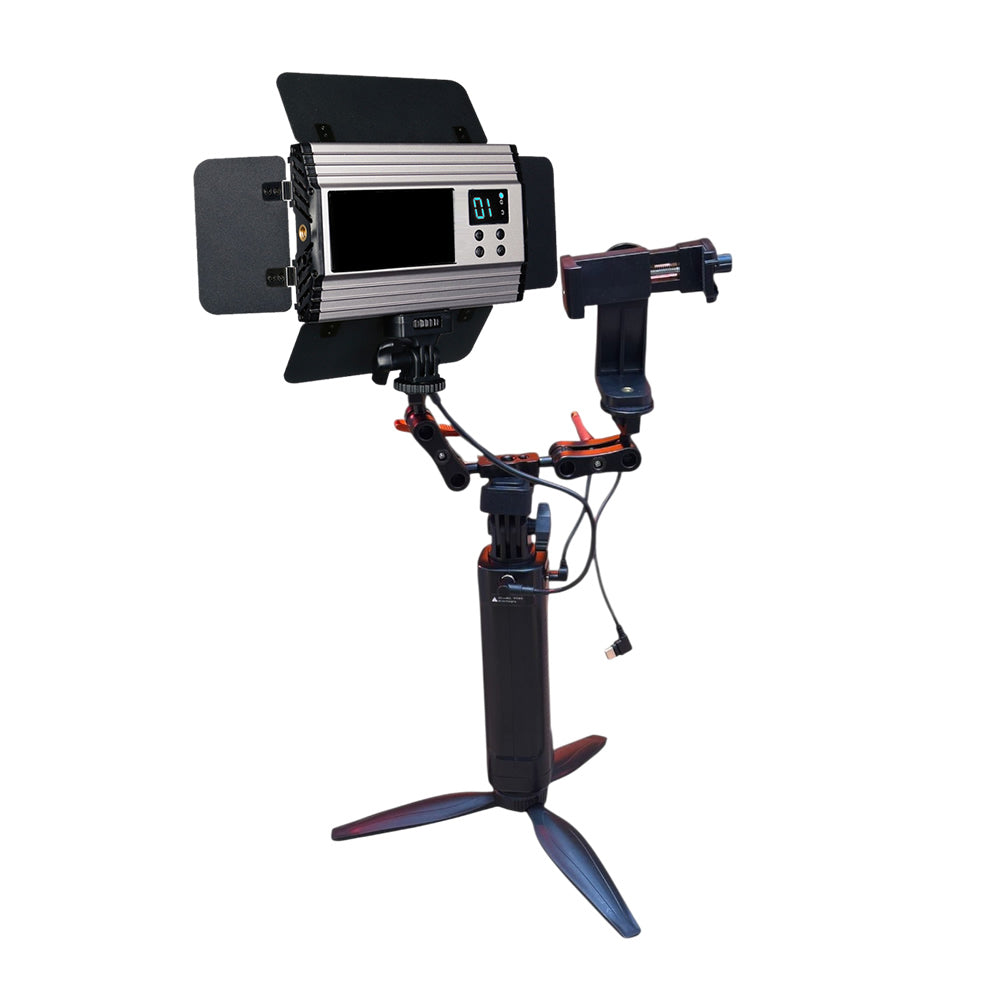 GDX CF-150C RGB Telefon Vlog Seti + El Tipi Powerbank Tripod Batarya