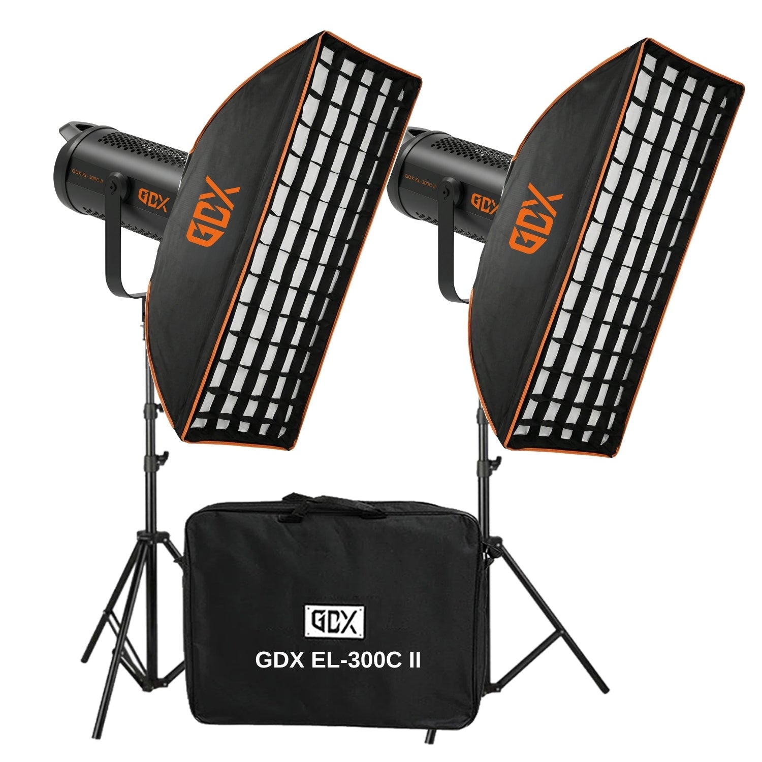 GDX EL-300C II 300W Bicolor İkili Fotoğraf ve Video Işık Seti 2700K-6500K One Tick Softbox 260cm Ayaklı Full Set