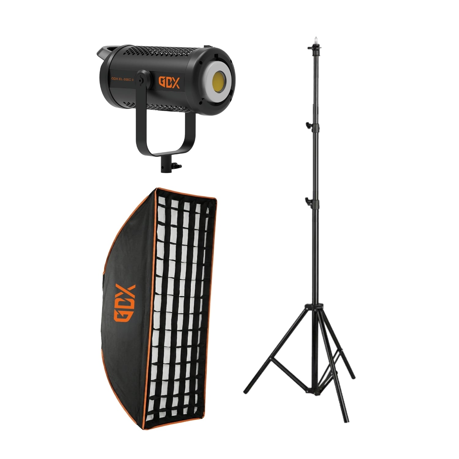 GDX EL-300C II 300W Bi-Color COB LED Fotoğraf ve Video Işık Seti 2700K-6500K One Tick Softbox 260cm Ayaklı Tekli Tam Set