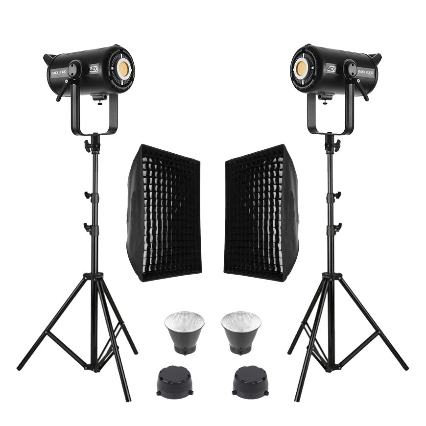 GDX EXC-220C-II 2'li Full Set (Gridli 60x90 Softbox + 260 cm Kalın Işık Ayağı)
