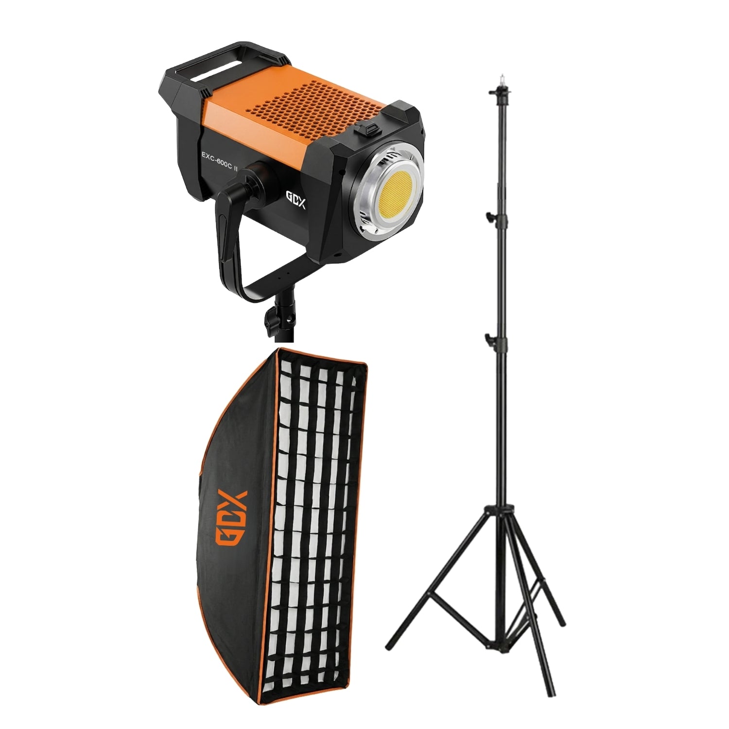 GDX EXC-600C II 650W Bi-Color COB LED Video ve Fotoğraf Işık Seti 2700K-6500K One Tick Softbox 260cm Ayaklı Full Kit
