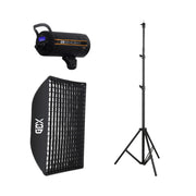 GDX HD-200II C BiColor LED Video Işığı 200W Tekli Set 60x90 Gridli Softbox Işık Ayağı