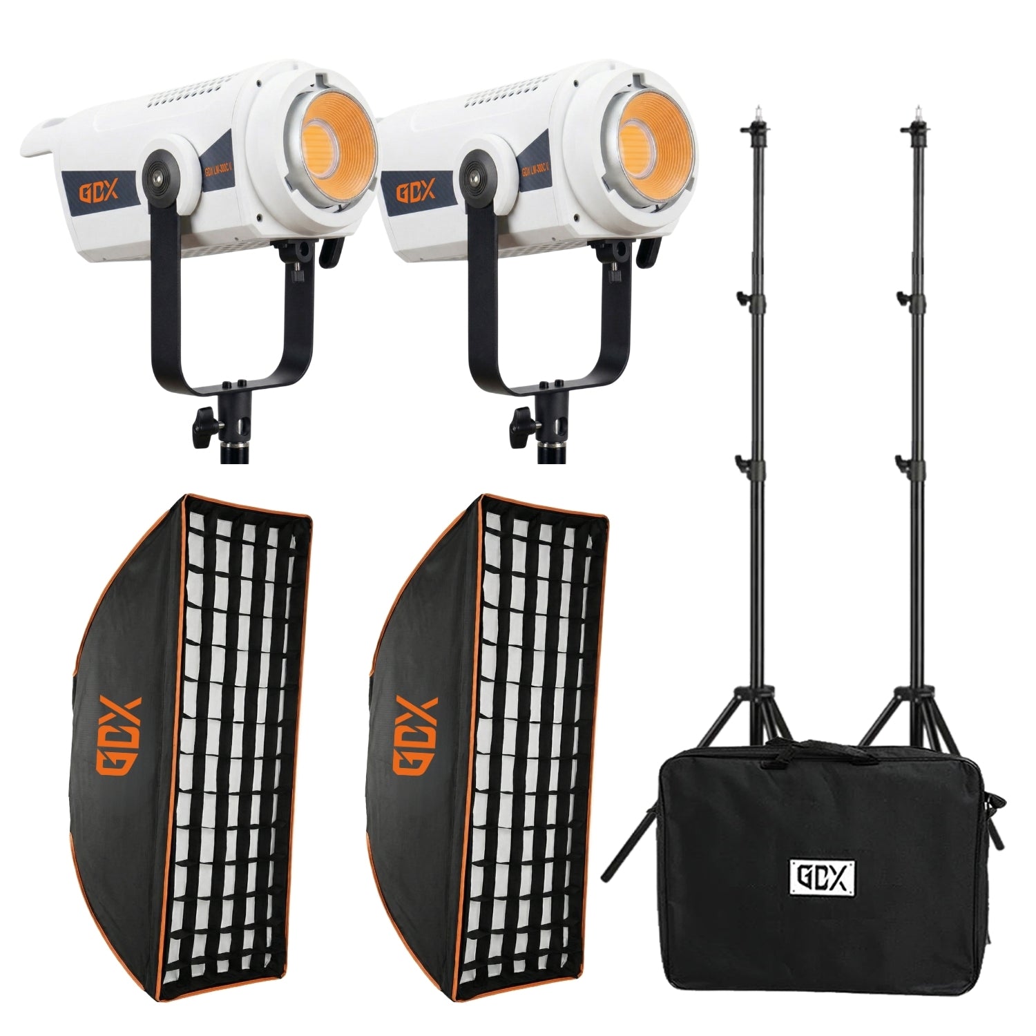 GDX LM-300C II 300W Bicolor İkili Video ve Fotoğraf Işık Seti 2700K-6500K One-Tick Softbox 260cm Ayaklı Full Kit