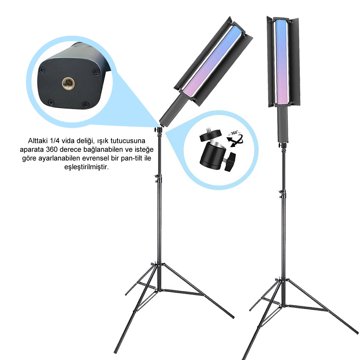 Gdx LP550 RGB Fotoğrafçılık ve Video için Renkli Işık Çubuğu İkili Set