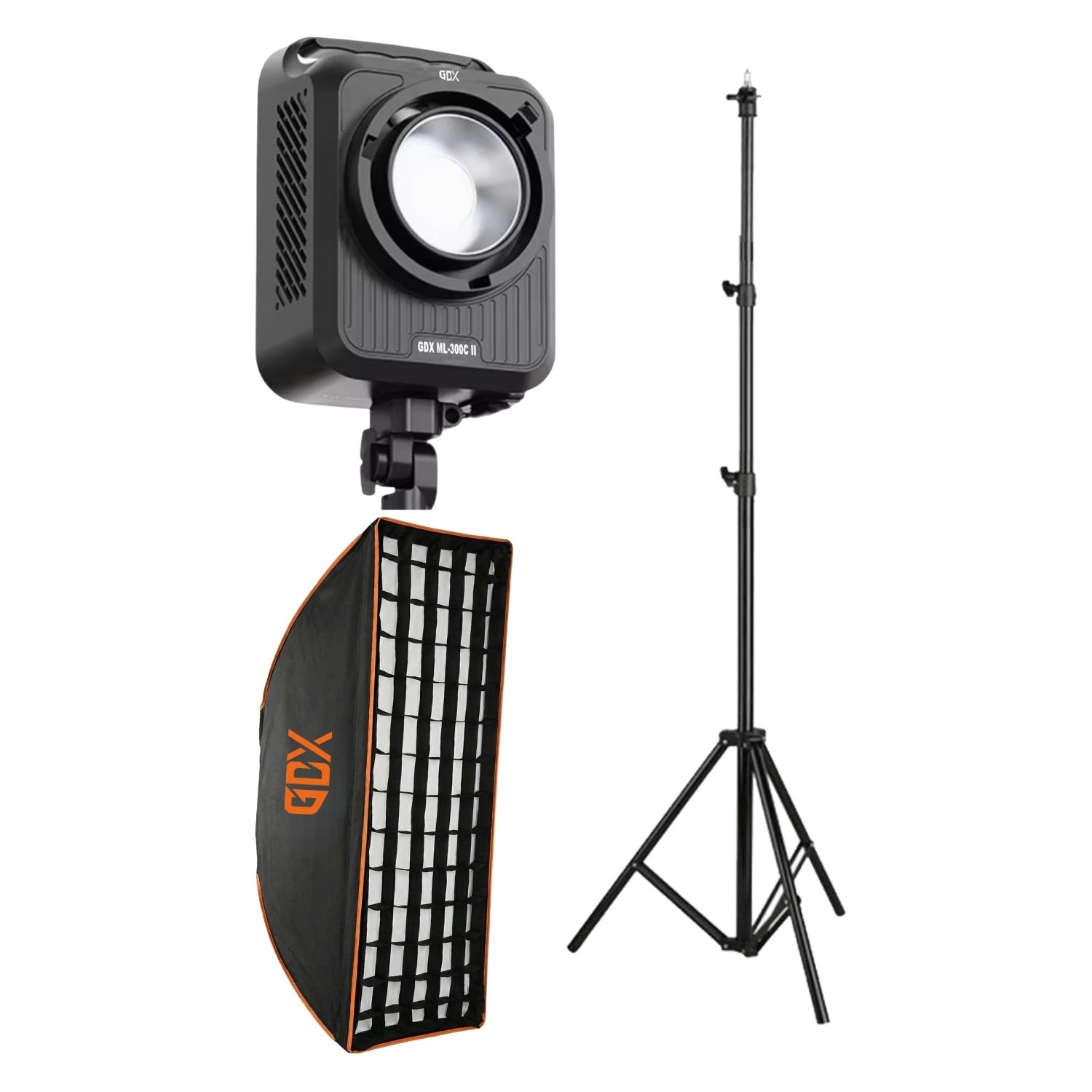 GDX ML-300C II 300W Bi-Color COB LED Video ve Fotoğraf Işık Seti 2700K-6500K One-Tick Softbox 260cm Ayaklı Tekli Kit