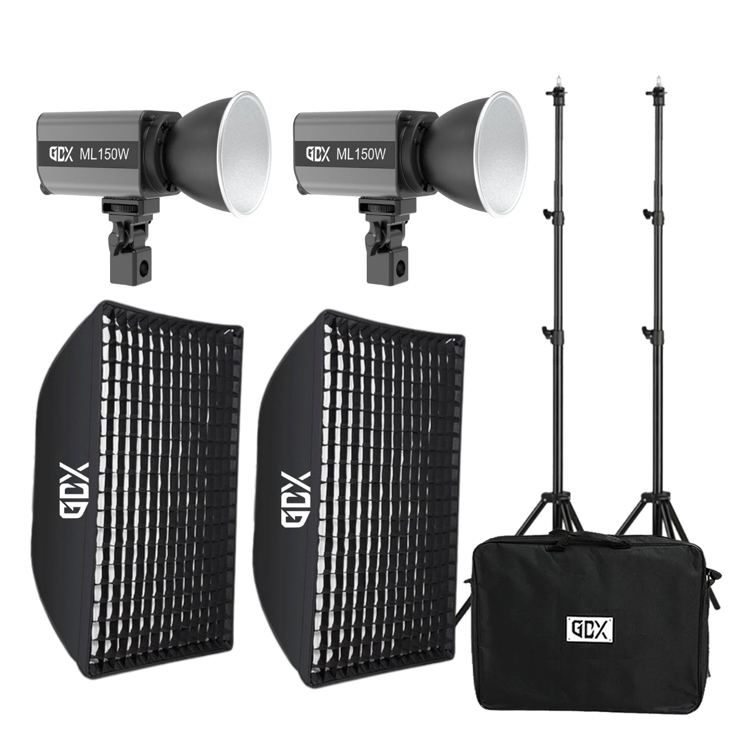 GDX ML150W BiColor LED Video Işığı İkili Set Çantalı Bowens Mount Profesyonel Sürekli Işık