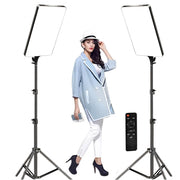 GDX P300TS 100C II BiColor 100W LED Panel & Paslanmaz Çelik Kalın Işık Ayağı İkili Stüdyo Seti (2 Işık + 2 Ayak)