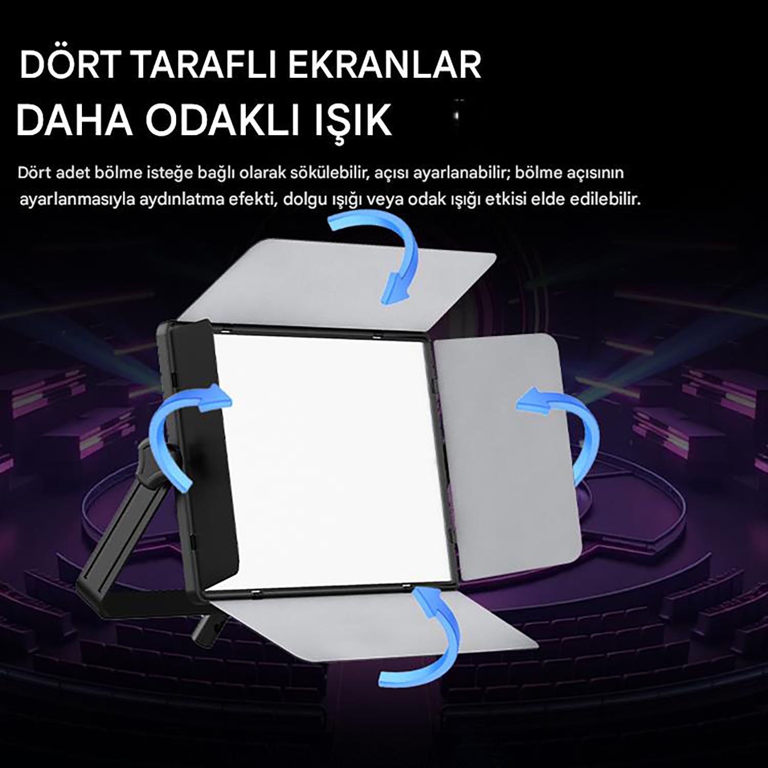 GDX P-750R II 150W RGBWY LED Panel Işık 2700K-6500K HSI DMX512 Profesyonel Sinematik Video Işığı