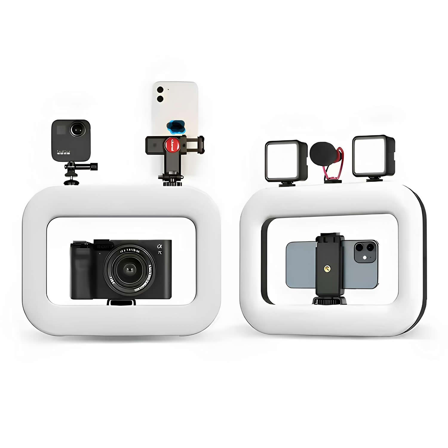 GDX PHN-20W RGB Led Video Işığı Sabitleyici Stabilizatörlü Vlog Rig Telefon Işık Seti