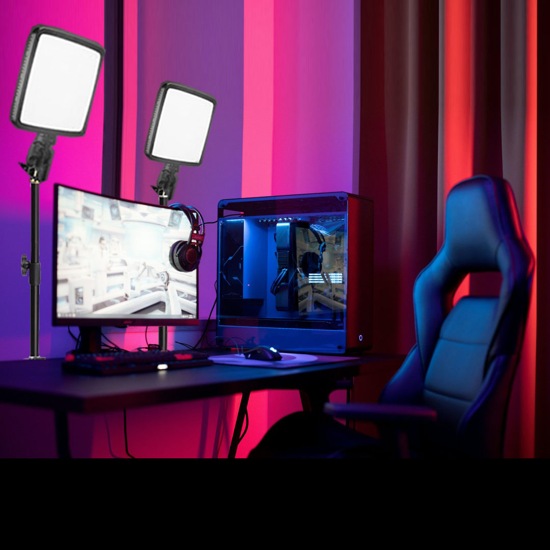 GDX PRO GX-300 2'li Bataryalı Soft Light Set ve Godox CL10 RGB Profesyonel Yayıncı Seti