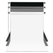 GDX Sabit Kumaş Beyaz - Siyah - Gri 3'lü Fon Perde Seti 2.70x5.80 Metre - Tavan ve Duvar İçin