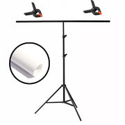 GDX Seyyar 100x200cm Beyaz PVC Fon Perde Seti T-Profil Standlı Mat Beyaz Ürün Çekim Fon Seti