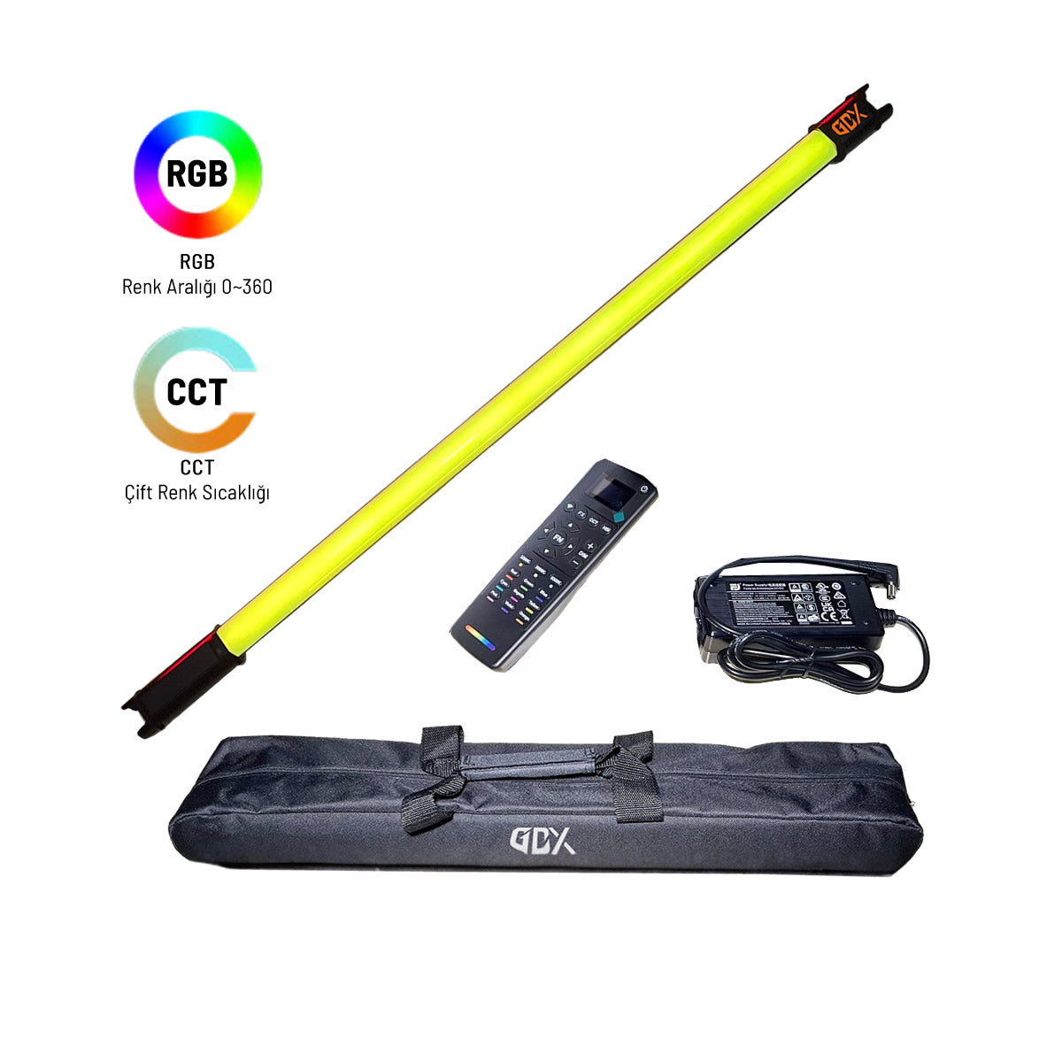 Gdx TB-80 RGB 45W Youtube Canlı Yayın Arka Plan Renkli Dolgu Işığı Led Tüp Işık (Uzunluk: 80 cm)