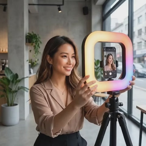 Video laden: GDX PHN-20W RGB LED Video Licht Vlog Rig Smartphone Stabilisator Beleuchtungsset